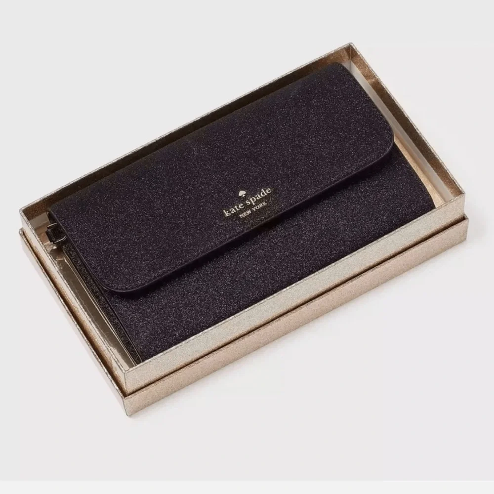 Kate Spade Medium Flap Phone Wristlet Glimmer Boxed. New !